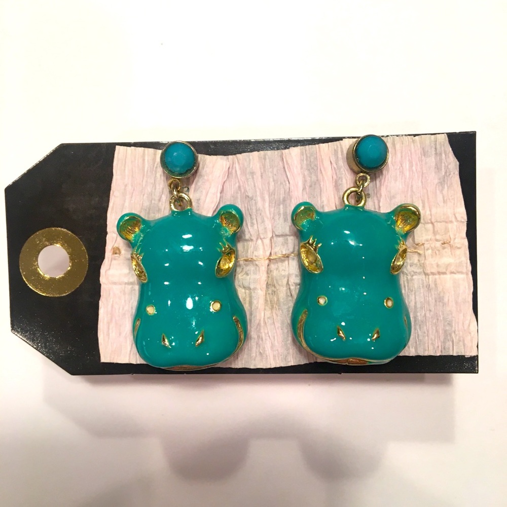 Betsey Johnson Turquoise Hippo Earrings